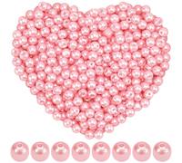 SOFPLATE 1200Pcs Pink Pearl Beads 4mm Faux Pearls with Hole Glass Round Smooth Pink Loose Spacer Beads for Jewellery Making Crafts Beading Bracelets Necklaces Earrings Choker Keychains Party Supplies