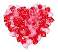 SOFPLATE 120Pcs 2 Colors Red Resin Hearts Small Decorative Gems Pink Valentines Day Mini Reusable No Hole Bead Charm Fillers Table Scatters Ornaments for Wedding Valentines Day Vase Filler Decoration