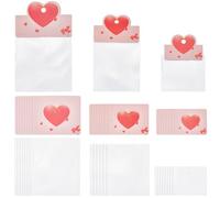 SOFPLATE 120Pcs 3 Styles Bracelet Packaging Bags Jewellery Display Cards Foldable Red Heart Printed Header Paper Cardboard OPP Craft Cards for Showing Selling Bracelets Earrings Rings Small Business