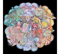 SOFPLATE 120Pcs 6 Styles Clear Jellyfish Stickers Ocean Life Scrapbook Stickers PET Summer Dream Dance Realm Colorful Transparent Marine Sea Animal Sticker for Journal Scrapbooking Diary DIY Decor
