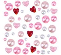 SOFPLATE 122Pcs 10 Styles Valentines Day Vase Filler Pink Floating Vase Fillers Decorations Acrylic Pearls Heart Beads Sweet Holiday Ornament for Centerpiece Table Decoration Festival Party Home Decor