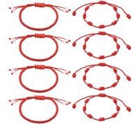 SOFPLATE 12Pcs 2 Styles Red String Bracelets Bulk Friendship Cord Bracelet Nylon Adjustable 7 Knots Rope Braid Lucky Cord Strap for Protection Women Men Jewelry Making Graduation Birthday Adults