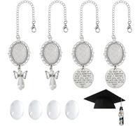 SOFPLATE 12Pcs 2025 Years Graduation Caps Charms Angel Wing Photo Charm Antique Silver Grad Caps Tassel Charm Chain with Glass Cabochons Caps Picture Decoration Memorial Ceremony for College Gifts