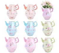 SOFPLATE 12Pcs 4 Styles Tea Party Table Decorations Floral Centerpieces Teapot Boxes with Round Dot Stickers Elegant Princess Table Decor Bouquet Storage Cases for Anniversary Wedding Birthday Party