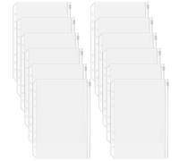 SOFPLATE 12Pcs A5 Binder Pockets 6 Holes Budget Cash Envelopes Clear Zipper Folders Waterproof PVC 6 Rings Loose Leaf Bags Binders for Planner Inserts Document Pouch Filing Pencil Office Supplies