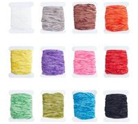 SOFPLATE 12Pcs Crappie Jig Making Supplies Fly Tying Streamer Materials Assorted 12 Color 79.79 Yard Soft Polyester Chenille Yarn Cards Threads for DIY Knitting Crappie Jigs Streamers Wooly Buggers