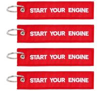 SOFPLATE 12Pcs Flight Tag Keychain Polyester Luggage Tag Red Personalized Rectangle Embroidery Customized Airplane Craft Iron Rings Key Chains Accessories for Car Spot Travel Bags Luggage Suitcase