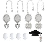 SOFPLATE 12Pcs Graduation Caps Memorial Charm 2025 Graduation Caps Photo Charms Silver Angel Wing Pendant with Glass Cabochons Grad Caps Picture Decoration Memorial Ceremony for College Gifts
