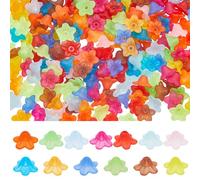 SOFPLATE 1300Pcs 13 Colors Acrylic Bead Caps Frost Flower Beads Bulk Assorted Colorful Flowers Frosted Floral Loose Spacer Bead End with Hole for jewellery Making DIY Crafts Accessories Women Adults