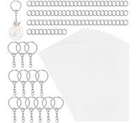 SOFPLATE 132Pcs 8.3 x 11.7 Inch White Shrink Plastic Sheets Kit Shrinky Dink Sheets Keychain Kit Printable Shrinking Art Paper Key Chains Supplies Accessories for DIY Jewellery Craft Making Adult Gift