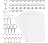 SOFPLATE 132Pcs Clear Shrink Plastic Sheets Kit 8.3 x 11.7 Inch Shrinky Dink Sheets with Keychain Printable Shrinking Art Paper Key Chains Supplies for Jewellery Craft Making Accessories Adult Gifts