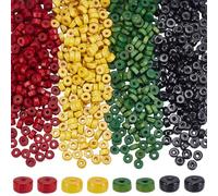 SOFPLATE 1400Pcs 4 Colors Flat Round Wood Beads Rasta Wooden Beads 6mm African Reggae Black Red Yellow Green Rondelle Natural Donut Disc Smooth Spacers for Bracelet Necklaces Earrings Jewellery Crafts