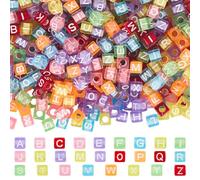 SOFPLATE 1400Pcs Clear Letter Beads Square Alphabet Bead Bulk 6x6mm Transparent Acrylic Cube Letters A-Z Craft Beads for Beading Friendship Bracelets Jewellery Making Necklaces Keychains DIY Crafts