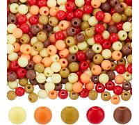 SOFPLATE 1500Pcs 5 Colors 6mm Thanksgiving Day Beads Autumn Beads Plastic Acrylic Assorted Yellow Brown Orange Round Fall Bead for jewellery Hair Making Bracelet Necklace DIY Crafts Beading Supplies