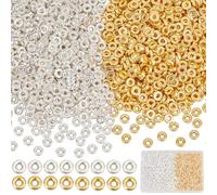 SOFPLATE 1500Pcs 6mm Flat Round Silver & Gold Disc Spacer Beads, 2mm Hole, Plastic Rondelle Beads for Bracelets, Necklaces, Earrings, Jewelry Making