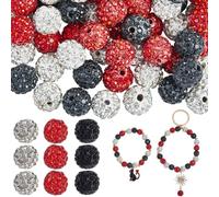SOFPLATE 150Pcs 3 Colors 10mm Disco Ball Beads White Rhinestone Beads Black Red Round Sparkle Shiny Pave Glass Rhinestone Polymer Clay Pen Spacer Bead for Beadable Pens Bracelets Necklaces Decoration