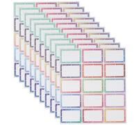SOFPLATE 150Pcs 3 x 2 Inch Star Name Tag Stickers Name Labels Sheets Rectangle Colorful PVC Rainbow Border Frame Self Adhesive Sticky Tags Stickers for Party Family Home Conferences School Office Gift