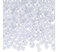 SOFPLATE 150Pcs Faux Pearl Beads No Hole Pearls for Vases 10mm 14mm 20mm Round ABS Plastic Round White Makeup Beads for Brush Holder Vase Filler Table Scatter Centerpieces Wedding Home Decoration