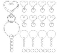 SOFPLATE 150Pcs Keychains Clips with Key Rings Metal Lobster Clasp Bulk Silver Heart Shape Carabiner Trigger Spring Key Chain Buckle Clip Hooks for Jewelry Making Handbag Hardware Accessories Keychain