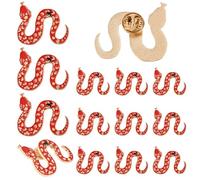 SOFPLATE 15Pcs Chinese New Year Snake Pin Zodiac Sign Pins Red Animals 2025 Lucky Alloy Cartoon Decorative Metal Badge Label Brooches Findings for Chinese Lunar Year Zodiac Gifts Blessing Souvenir
