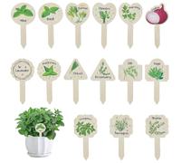 SOFPLATE 15Pcs Funny Plant Signs Wood Plant Labels Wooden Cute Patterns Waterproof T-Type Tab with Interesting Words Herb Garden Markers for Outdoor Indoor Patio Succulent Flowers Greenery Seedling
