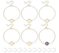 SOFPLATE 16 Sets Stainless Steel Bezel Bracelet Blanks Bezel Tray Blank Bracelet with 12mm Glass Round Cabochon Gold Flat Blank Tray Bangles for Jewellery Making DIY Craft Birthday Gift Adult Beginner