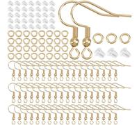 SOFPLATE 160 Sets Real 18K Gold Plated Fish Hook Earring Findings Gold Earring Hooks with Earring Backs Jump Rings Stainless Steel French Dangle Hanging Earring Wires for Jewellery Making DIY Crafts
