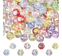 SOFPLATE 160Pcs 8 Colors Acrylic Round Faceted Beads Transparent Crystal Bead Bulk 16mm UV Color Craft Round Spacer Beads with Hole for Bracelets Earring Necklace Jewelry Making Beading DIY Crafts