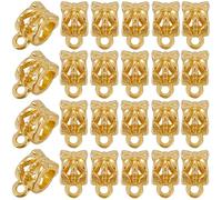 SOFPLATE 160pcs Gold Bail Beads Alloy Spacers Tube Link Bails Beading European Connectors Findings with Loops for Jewellery Making Assorted Necklace Bracelet Earrings Supplies