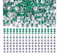 SOFPLATE 1650Pcs St. Patrick's Day Green Bracelet Bead Kit 4mm Glass Seed Beads Bracelet Making Kit Glass Beads with Lucky Letters for Jewelry Making Supplies DIY Holiday Bracelet Necklace Crafts