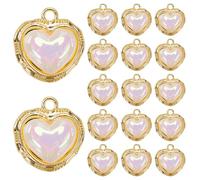 SOFPLATE 16pcs Alloy & Acrylic 3D Golden Heart Charms for Jewellery Making, Wedding Decoration, Valentine Day Gift, Crafts Supplies
