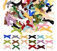 SOFPLATE 18 Colors 72Pcs Velvet Bow Coquette Bows Bulk 1.18x2.17in Mini Colorful Cute Small Bowknot Tie Garland Boutique Decorations Vintage Wreath Gift Ribbon Flowers Accessories for Women Sewing