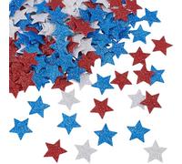 SOFPLATE 180Pcs 3 Colors Star Glitter Stickers Independence Sticker Self Adhesive Plastic Foam Red Blue Silver Stars Patriotic Glitter Labels for Scrapbooking Cards Wall Arts Crafts DIY Making Decor
