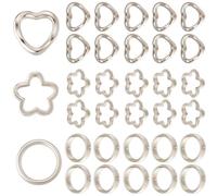 SOFPLATE 180Pcs 3 Styles Heart Frame Spacer Beads Silver Frame Beads Double Hole Flower Rings Blossom CCB Plastic Hollow Link Connectors Accessories for Jewellery Making Bracelets Earrings DIY Crafts