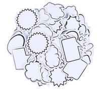 SOFPLATE 180Pcs Bubble Label Stickers Scrapbook Message Stickers White Black Border Mixed Shaped Self Adhesive Write on Paper Blank Decals for Scrapbooking Water Bottle Journaling Envelope DIY Decor