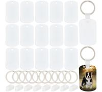 SOFPLATE 180Pcs Sublimation Keychain Blanks Double Sided Sublimation Metal Blanks Key Chains Heat Transfer Ornament Blank Oval Aluminum Tag Pendants for Dog Cats Collar Tags Pets ID Favors DIY Crafts