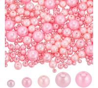 SOFPLATE 1830Pcs 5 Sizes Faux Pearls Beads Pink Plastic Pearl Beads Imitation Spray Painted Abs Plastics Spacer Loose Bead for jewellery Making Bracelet Necklace Earrings Beading Craft Wedding Decors