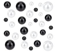 SOFPLATE 190Pcs 10 Styles Black Floating Vase Filler Candle Filler Beads Plastic White No Hole Imitation Pearl Centerpiece Small Round Ball Candles Filler for Vase Candle Party Home DIY Decoration