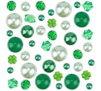 SOFPLATE 190Pcs 8 Styles St. Patrick's Day Vase Filler Green Acrylic Pearls Shamrocks Ornament Lucky Floating Vase Decor Fillers for Centerpiece Table Decorations Ireland Festival Party Home Decors
