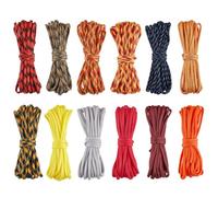 SOFPLATE 197 Feet/60M 12 Colors Parachute Rope Para Cord Bracelets Kit 4mm Nylon Multifunction Survival Climbing Paracords Combo Thread Lanyard Stripe Cords for Hiking DIY Crafts Projects Accessories