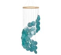 SOFPLATE 1Box 28.35" Turquoise Wind Chime Windchimes Sea Natural Shells Summer Ocean Beach Theme Decor Hanging Suncatcher Spiral Wind Chimes for Outside Home Garden Patio Yard Outdoors