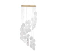 SOFPLATE 1Box 28.35" White Shell Wind Chime Shells Windchime Spiral Bohemian Natural Conch Hanging Suncatcher with Bamboo Rings Coastal Beach Style Wind Chimes for Outside Patio Garden Balcony Porch