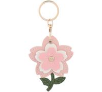 SOFPLATE 1Pc Cute Flower Leather Keychain Round Card Holder Keychain Door Entry Key Fob Holder Protective Cover with Key Ring for GPS Tracker Smart Tag Access Control Card RFID Proximity Token Women