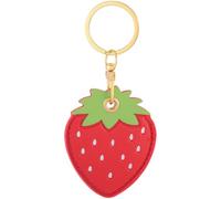 SOFPLATE 1Pc Cute Strawberry Leather Keychain Round Key Fob Holder Leather Smart Tag Holder Keychain Door Entry Key Fob Protective Cover for GPS Tracker Access Control Card RFID Proximity Token