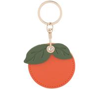 SOFPLATE 1Pc Orange Leather Keychain Cute Fruit Keychain Charms Door Entry Key Fob Holder Protective Cover with Key Ring for GPS Tracker Smart Tag Access Control Card RFID Proximity Token Women