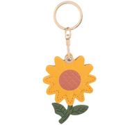 SOFPLATE 1Pc Sunflower Leather Keychain Cute Round Card Holder Keychain Charm Door Entry Key Fob Holder Spring Flower Protective Cover with Keyring for GPS Tracker Smart Tag Access Control Card Women