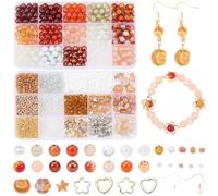 SOFPLATE 2 Box 2551Pcs Brown Bead Kit Glass Seed Beads Kit Acrylic Round 8mm Crystal Beads with Hollow Charms Paw Prints Earwires for Jewellery Making Supplies DIY Bracelet Necklace EarringS Crafts