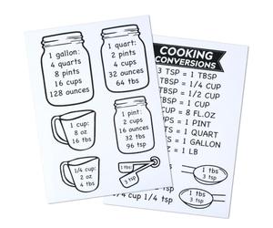 SOFPLATE 2 Pack 11.4 x 8.4 Inch Measuring Cup Decals Kitchen Cabinet Stickers Decal Black Words PVC Metric Measurement Conversion Cup Ounce Chart Sticker Sheets for Kitchen Cooking Baking Fridge Decor