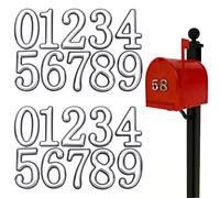 SOFPLATE 2 Sheets Mailbox Number Stickers Silver Self Adhesive House Numbers 3D Bulk 0-9 Waterproof Outdoor Self Adhesive Decals for Mailbox Signs Door Cars Trucks Home Business Apartment Address