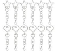 SOFPLATE 2 Styles 20Pcs Star Shaped Clasp Heart Keychain Clip Bulk Alloy Silver Lobster Claw Clasps with Chain Swivel Snap Hook for Keyring Making Accessories Backpack Lanyards Jewellery Beginner